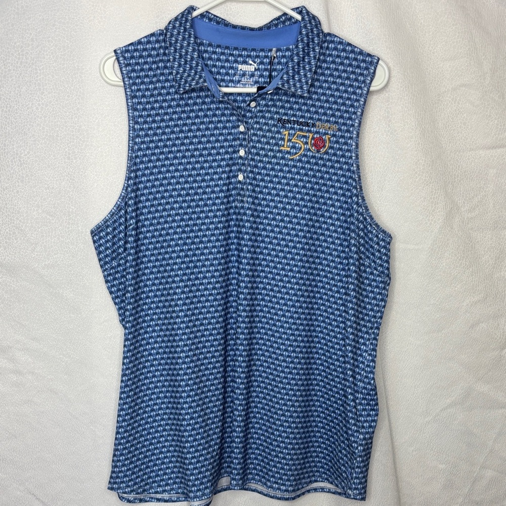 Puma Kentucky Derby 150 Sleeveless Golf Polo Top NWT Blue XXL